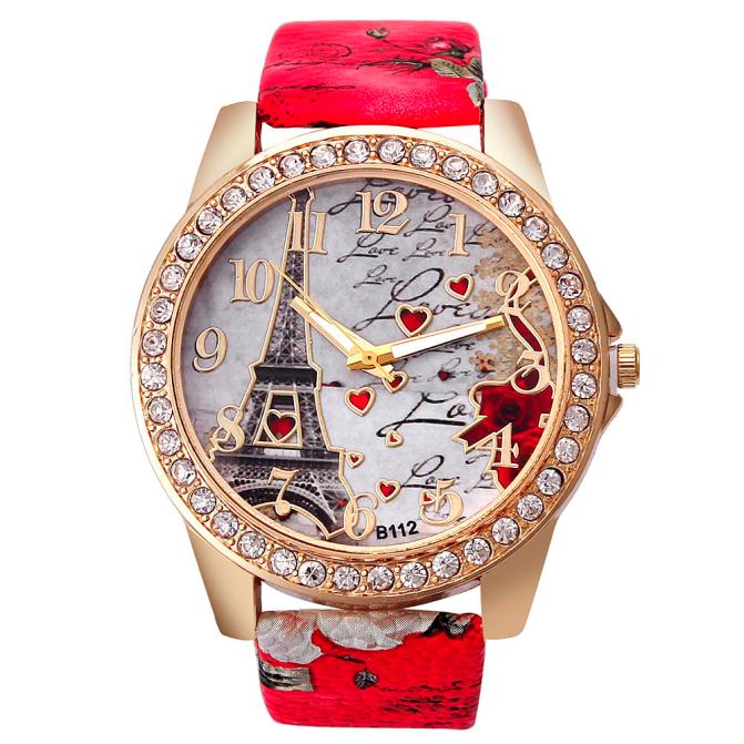 Neue Vintage Paris Eiffelturm Damen Quarz Uhr Frauen Mädchen Damen Studentinnen Lässige Armbanduhr Relojes