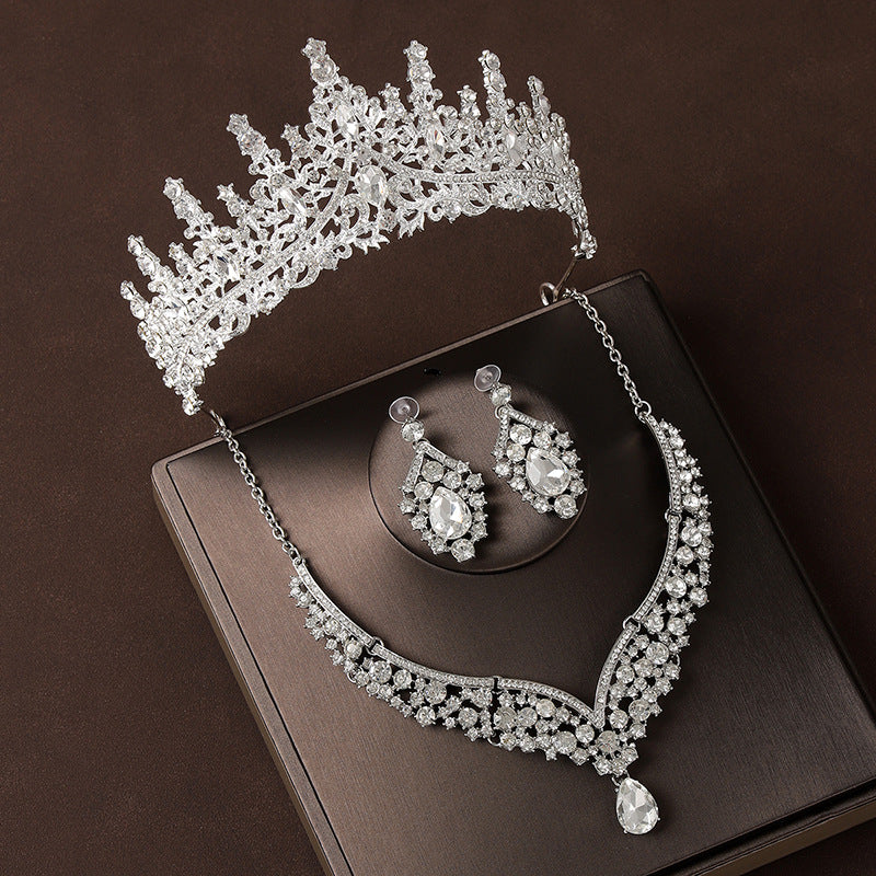 Retro atmosphärische Strass-Geburtstagskrone Haar-Accessoires dreiteiliges Set