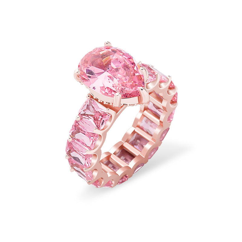 Luxuriöse Mode Iced Out Bling Wassertropfen Pinky Baguette Fingerringe für Mädchen Frauen Charm Verlobung Schmuck Geschenke