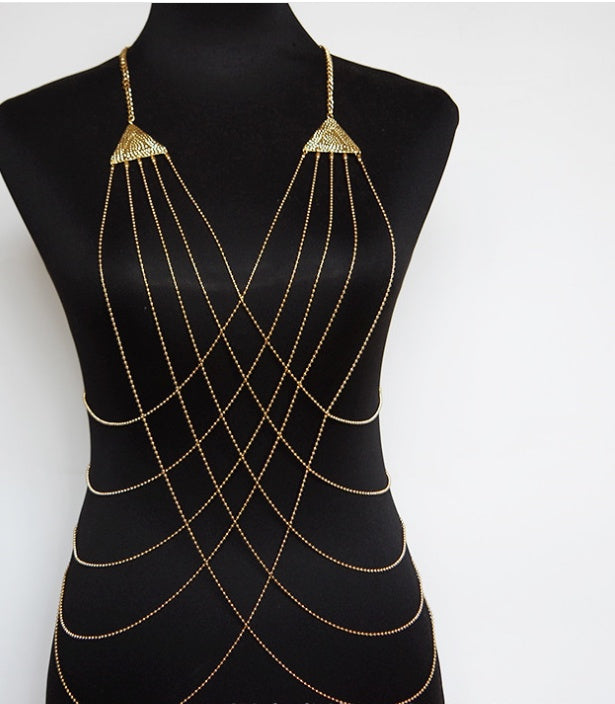 Collar de cadena corporal sexy con flecos