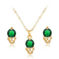 Neuer Mode-Goldschädel Damen Schmucksets Kristall Ohrringe Anhänger Halskette Set