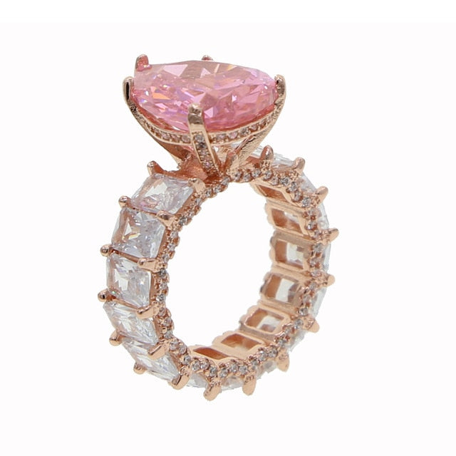 Luxuriöse Mode Iced Out Bling Wassertropfen Pinky Baguette Fingerringe für Mädchen Frauen Charm Verlobung Schmuck Geschenke
