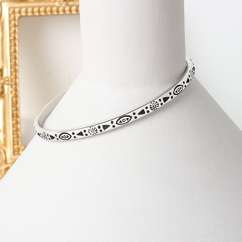 Sterling Silver Vintage Charm Bracelet Bangle For Women