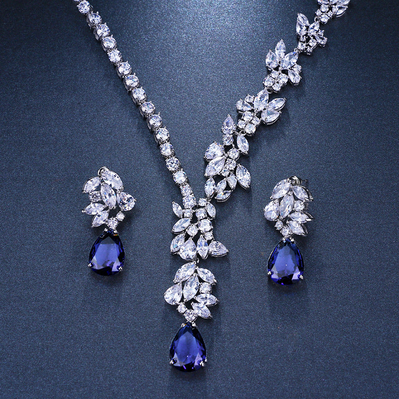 Wassertropfen-Zirkon-Brautschmuckset