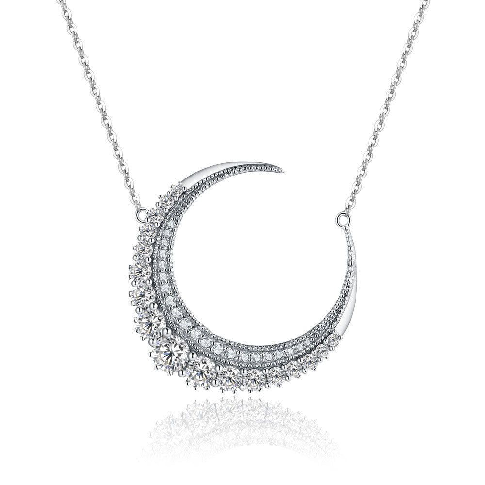 Sterling Silber Moissanit Halbmondkette Ins Moissanit Mond Schlüsselbeinkette