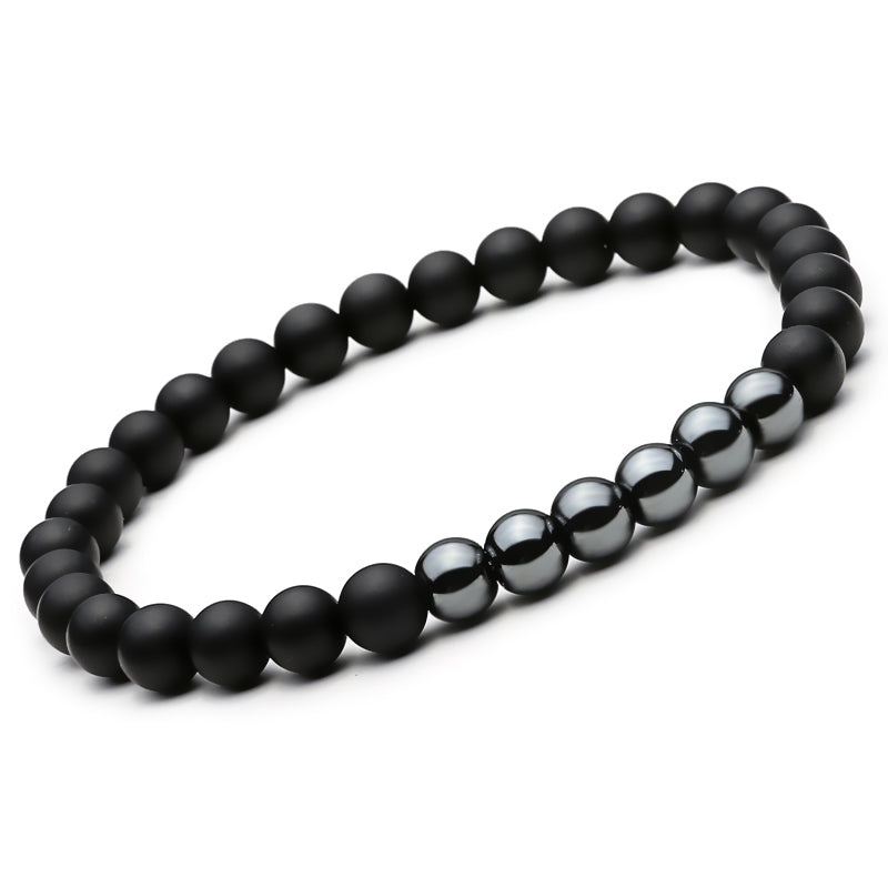 Mcllroy 2 pulseras de piedra natural con cuentas negras de Mantra, brazalete budista para mujer y hombre, joyería vikinga