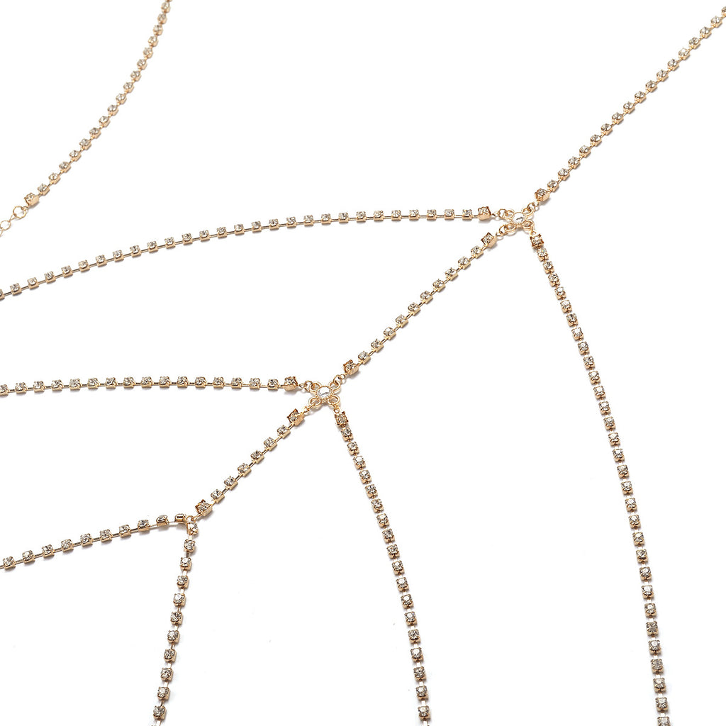 Cadena de cuerpo de bikini, cadena de muslo con diamantes incrustados