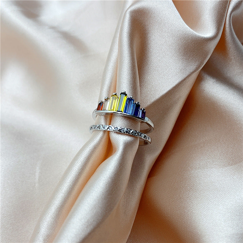 Mode Regenbogen Micro Diamantring