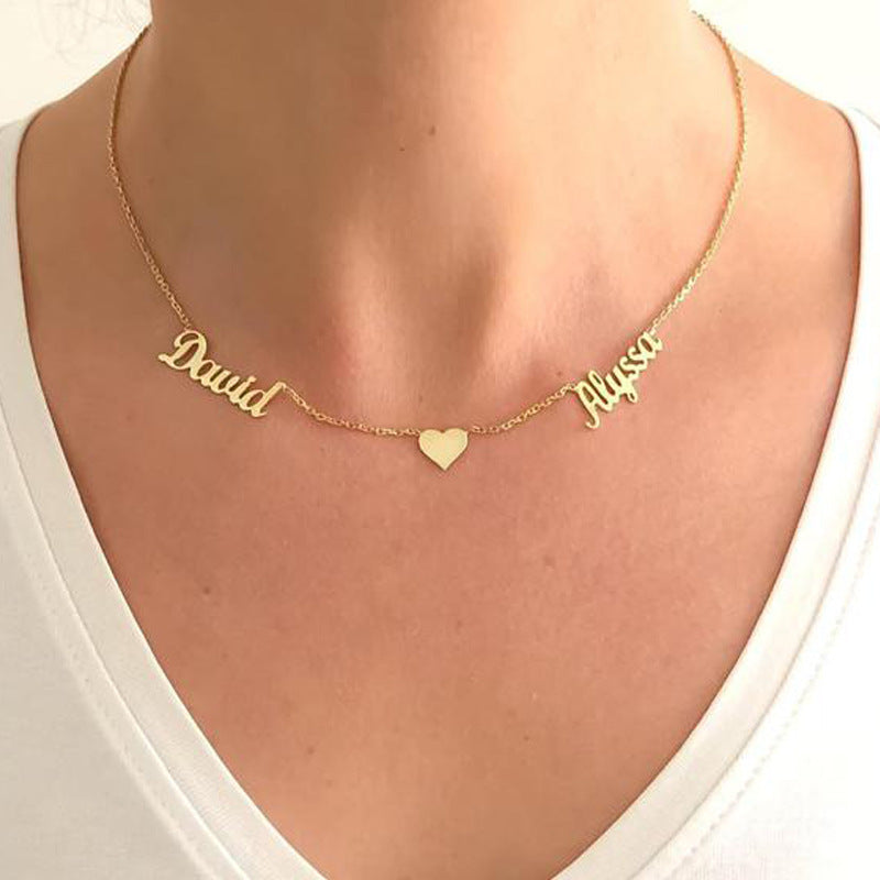 Nombre collar personalizado chapado en oro para mujer
