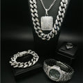 Hiphop Hip-Hop Voll-Diamant Kubanische Halskette Herren Set
