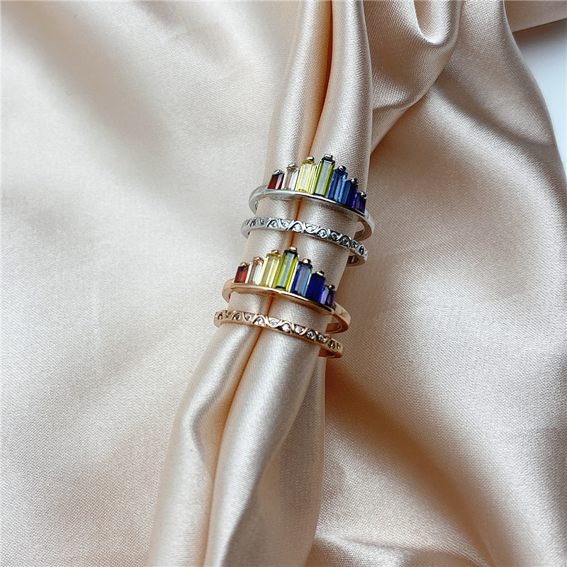 Mode Regenbogen Micro Diamantring