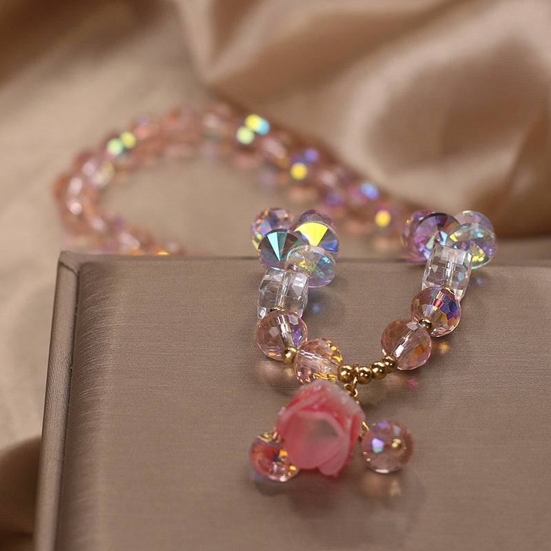 Exquisites Doppelkreis-Lilien-Kristallarmband