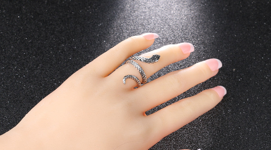 Anillo punk estilo retro espíritu de serpiente, apertura estereoscópica ajustable, joyería