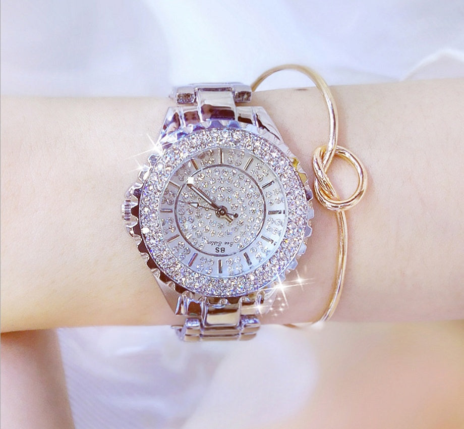 Nuevo y deslumbrante reloj de pulsera de mujer con esfera de estrellas, automático, no mecánico, moderno para estudiantes, resistente al agua.