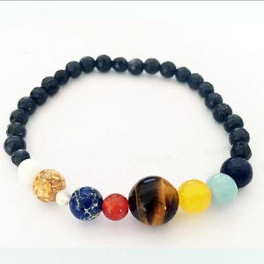 Universum Galaxie Acht Planeten Sonnensystem Schutzstern Natursteinperlen-Armband