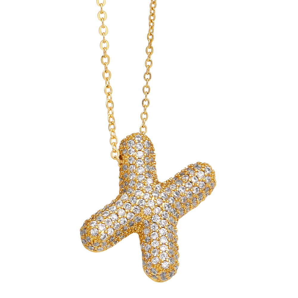 Collar con 26 letras inglesas para mujer con circonitas incrustadas