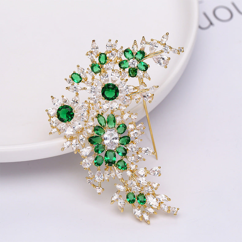 Broche de Moda de Cobre con Incrustaciones de Zirconia 3A para Mujer