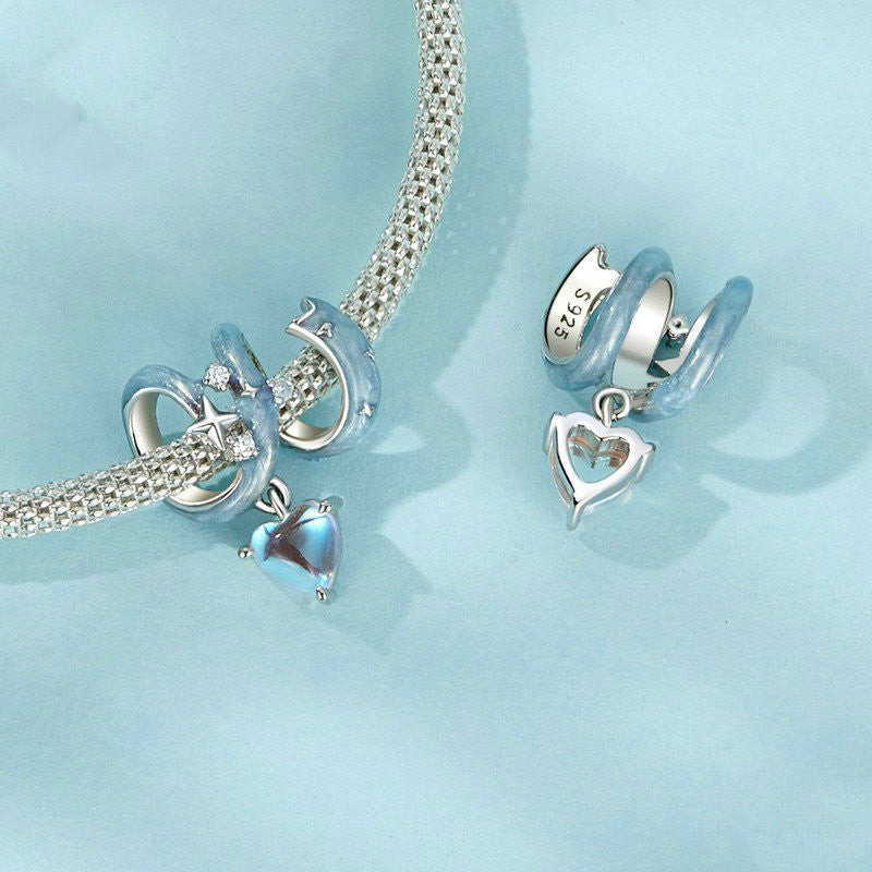 Blauer Sternenhimmel Liebe Perlen Sterlingsilber