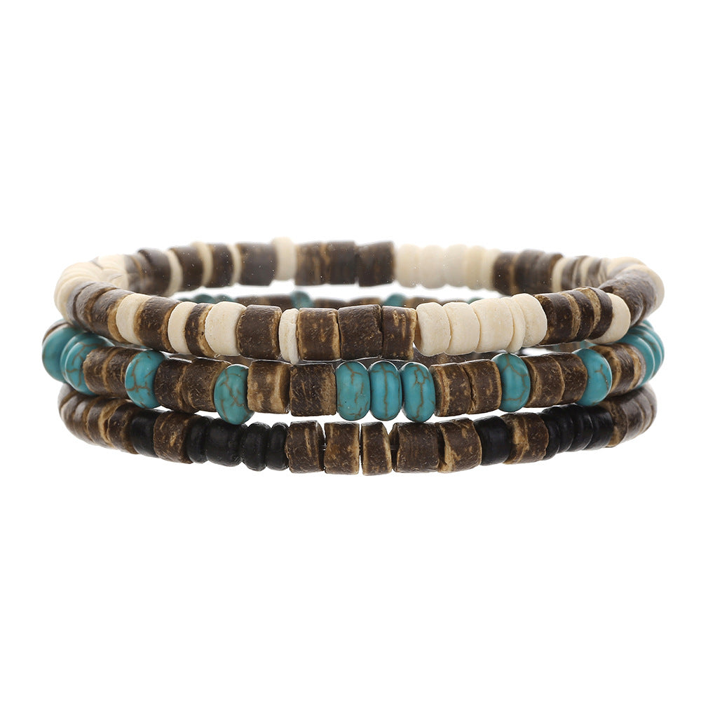 Simple Turquoise Wooden Bead Bracelet