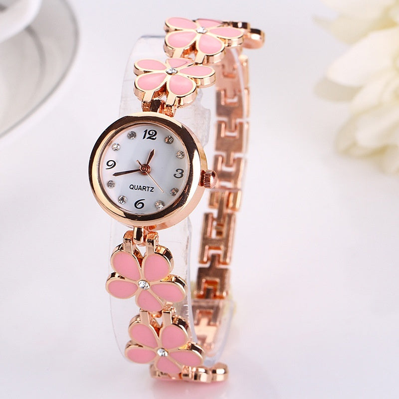 Luxus-Freizeit-Fashion-Armband Blumenriemen-Uhr