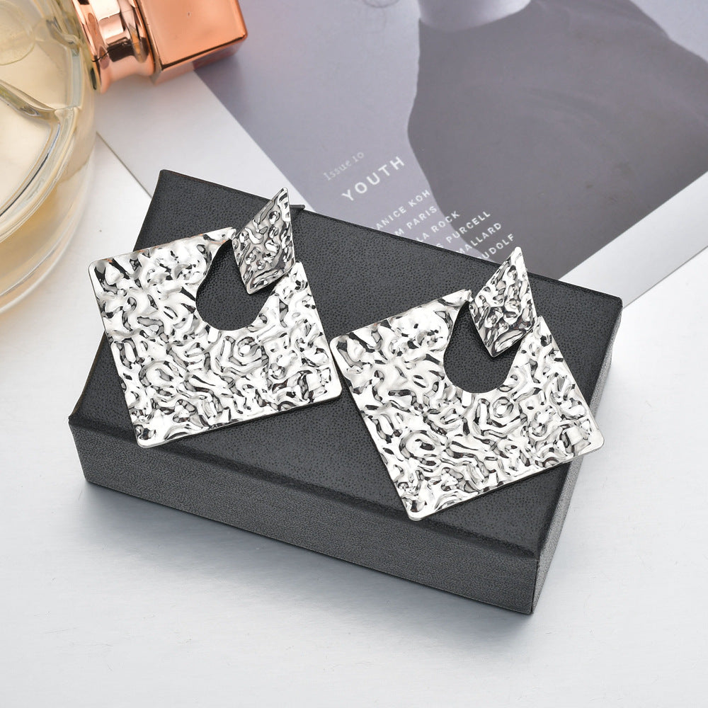 Geometría de la Personalidad Rombo Aleación Irregular Joyería de Oreja Versátil