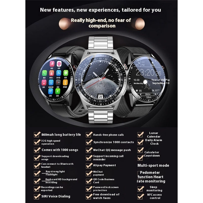 32G Speicher Ultralange Standby Smartwatch Taschenlampe Bluetooth-Anruf