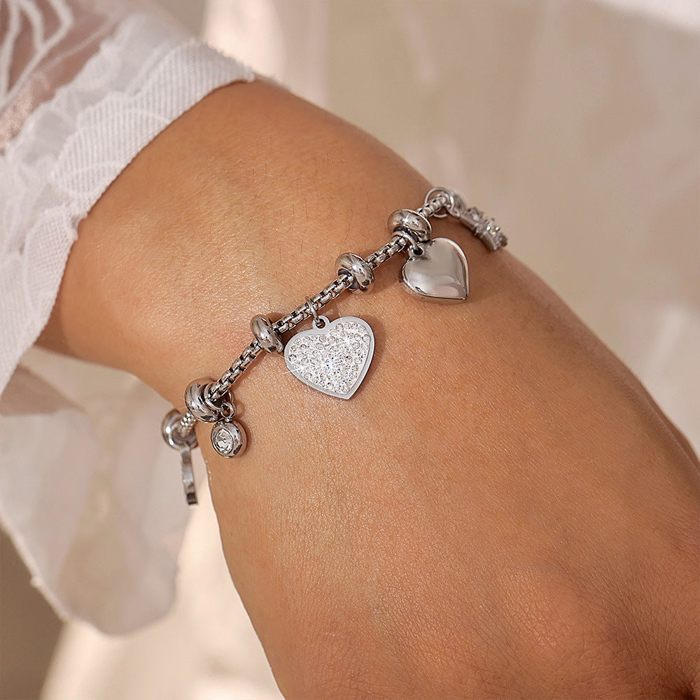 Anmutige Persönlichkeit Herzform mit Diamantarmband Titanstahl