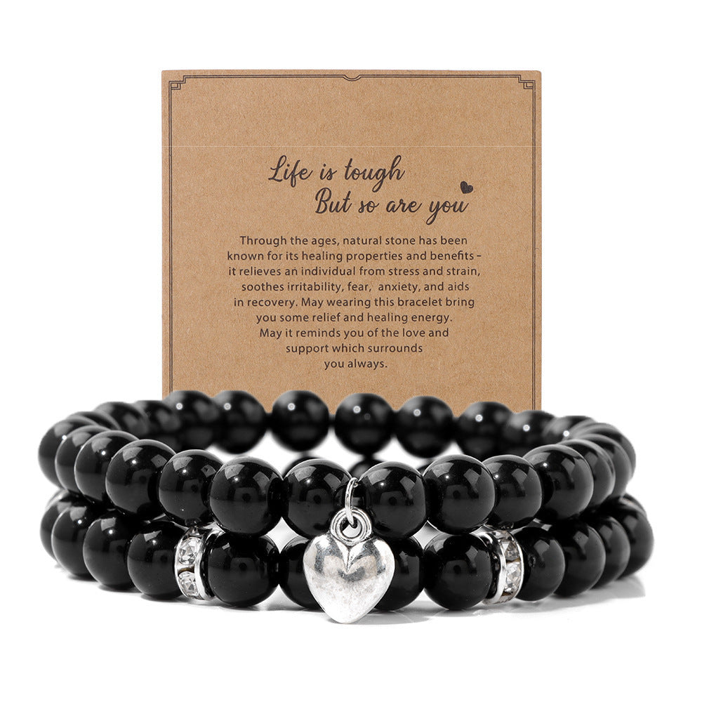 Zebra Double Layer Suit Bracelet Blue Pine Crystal Obsidian