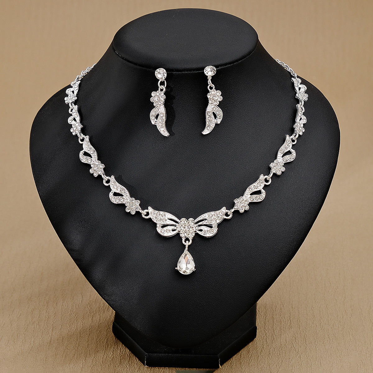 Pendientes Y Collar De Perlas Y Diamantes De Imitación Para Mujer