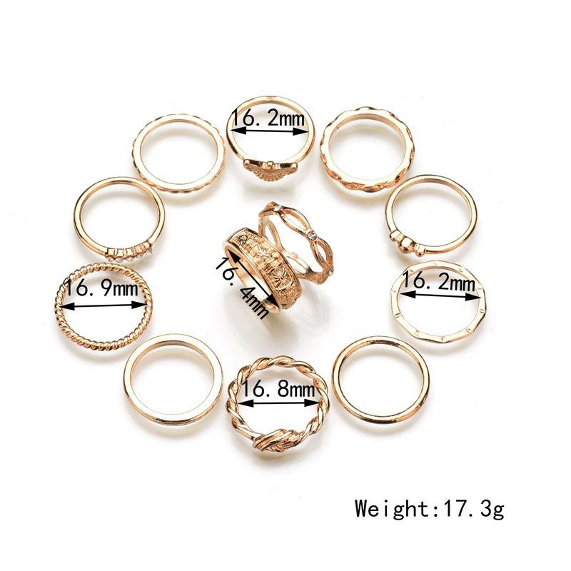 Europäischer und amerikanischer Modeschmuck Ring Set 12-teiliges Ring Set Diamantring Ring Gelenkring Damenring