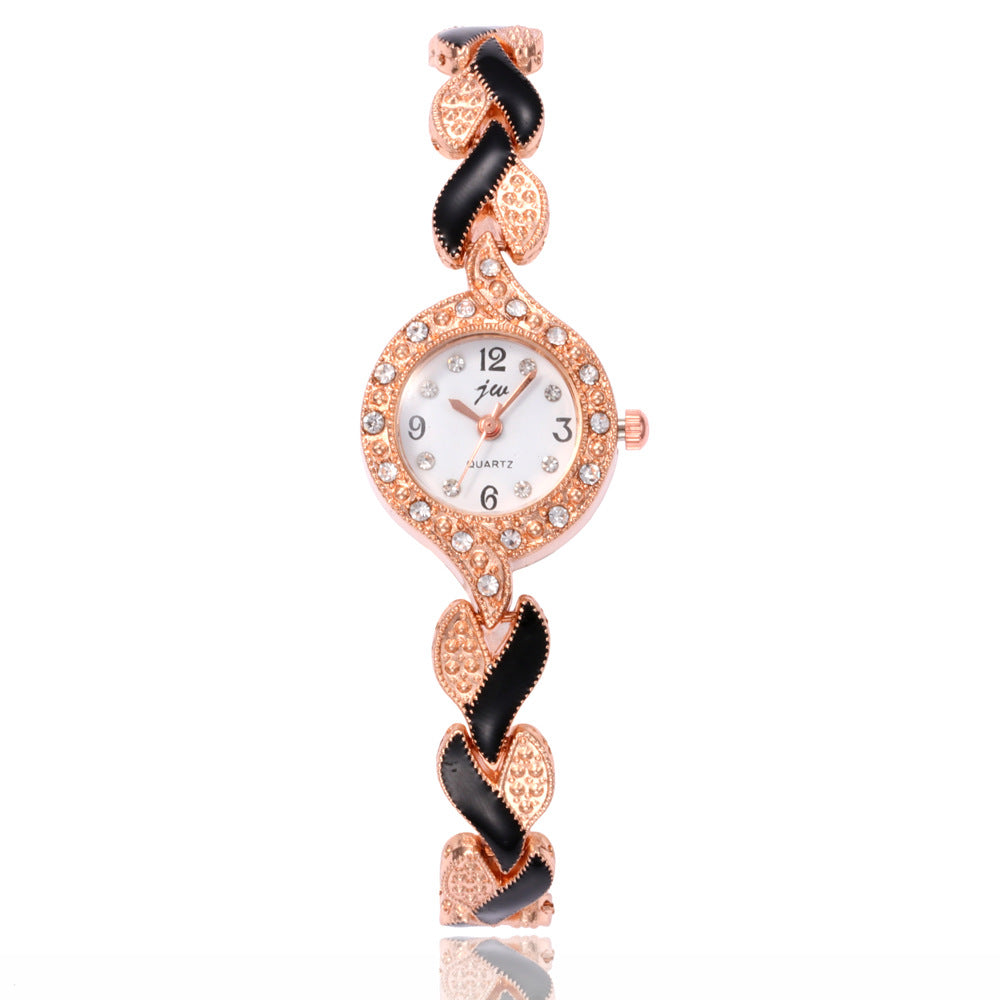 Reloj de pulsera de cuarzo con hojas