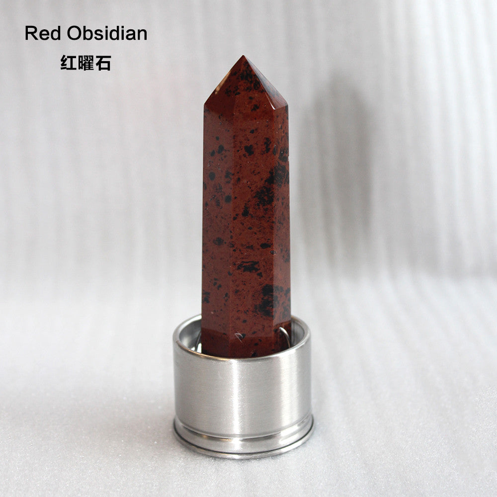 Naturkristallsäulenstein Quarz aus verschiedenen Materialien Zauberstab heilt Energiesteinpunkt Wasserbecher Flasche Ornament Ersatz
