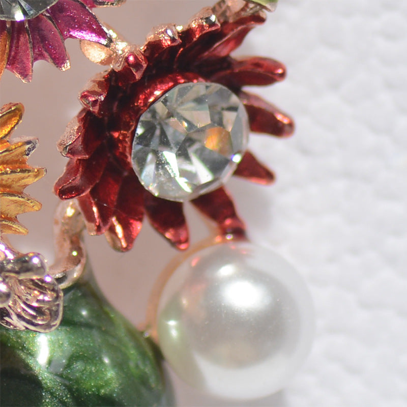 Vase Flower Arrangement Painted Brooch