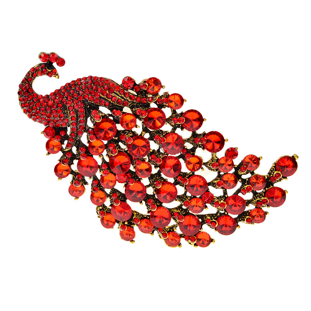 Broche Metálico de Pavo Real Colorido para Mujer