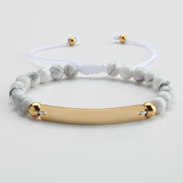 Pulseras de barra grabadas ajustables con cuentas personalizadas