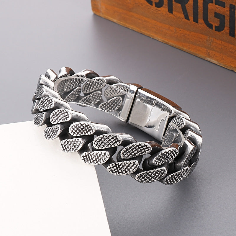 Punk Vintage Rivet Point Stainless Steel Men's Cuba