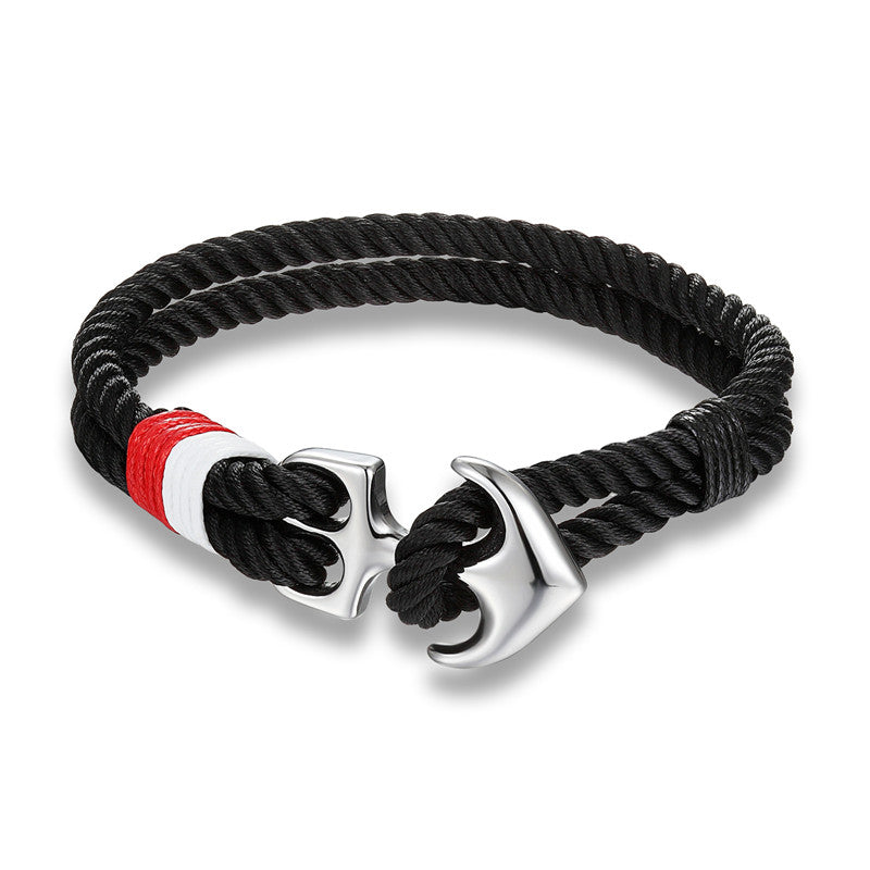 Pulseras de ancla de alta calidad para hombres, amuleto, cuerda náutica de supervivencia, cadena, pulsera de paracaídas, brazalete masculino con ganchos de metal deportivos