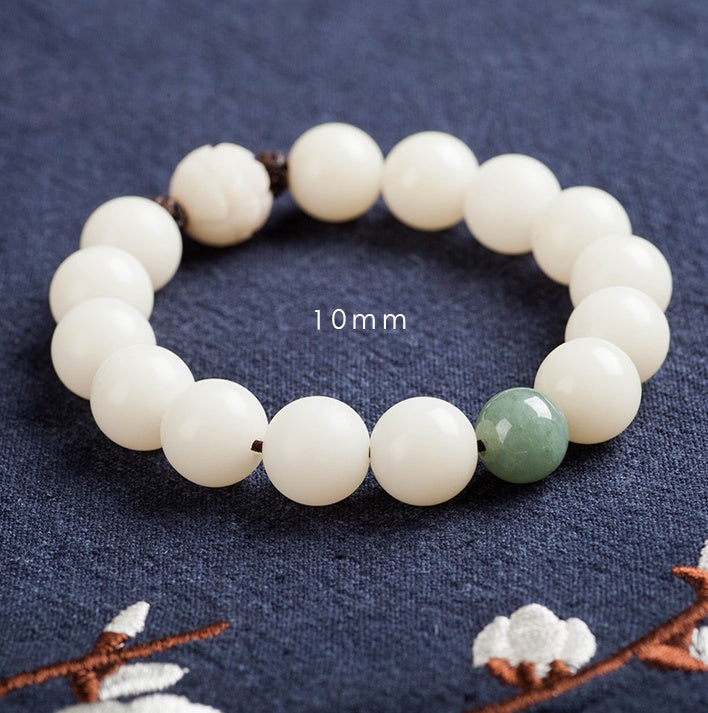 Natürliche weiße Jade Bodhi Armbänder Perlen Armbänder Damen schlichte Bodhi Armbänder Transfer Perlen