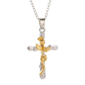 Classic Vintage Leaf Jesus Cross Necklace