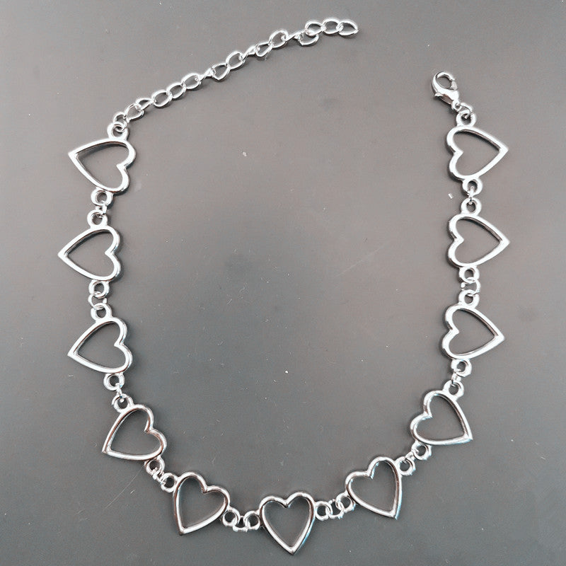Hohle koreanische süße Liebesherz-Halskette, Statement-Freundin-Geschenk, niedliche zweifarbige Halskette, Schmuck