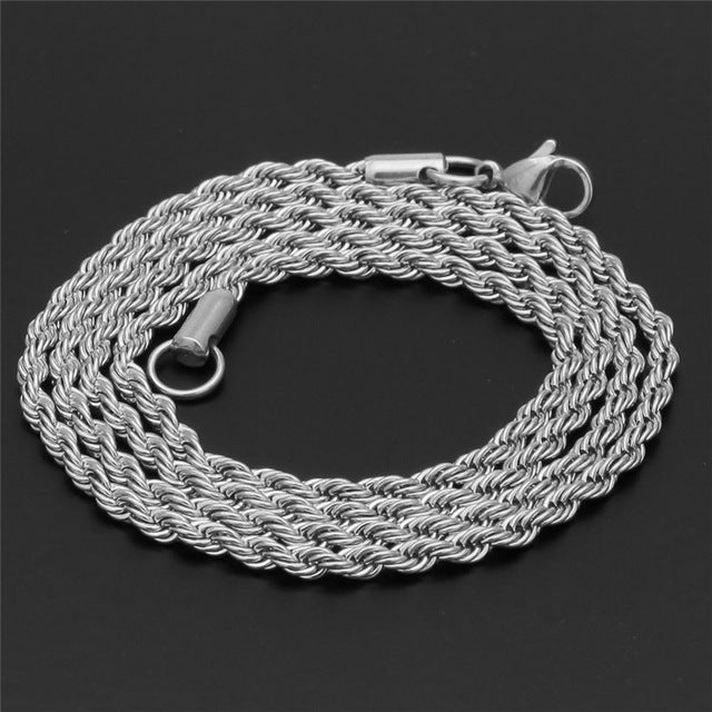 Hip Hop Rapper Chain 3mm gold Silver nakelace for Men