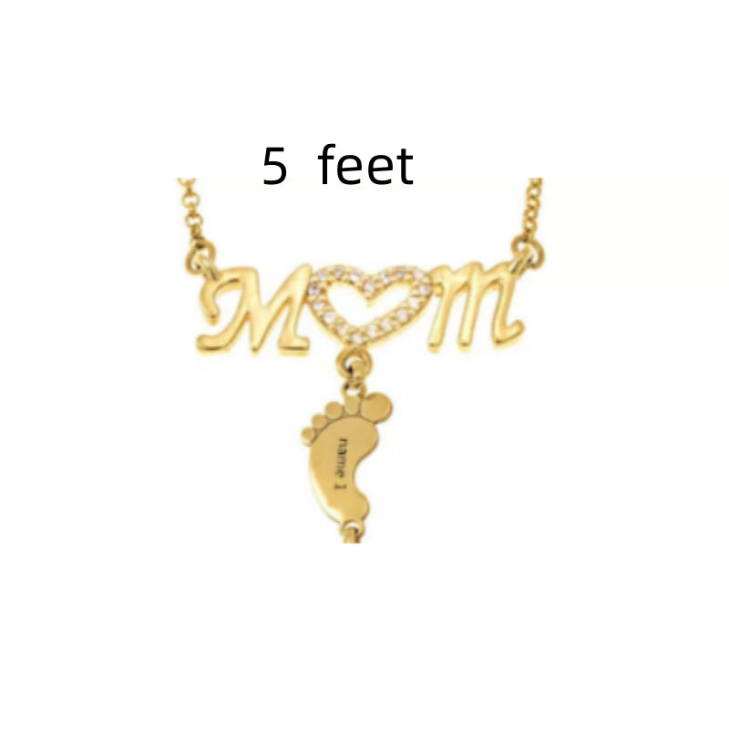 Mothers Day Gift Baby Feet Crystal Pendant Mom Necklace Personalized Custom Names Choker For Ladies