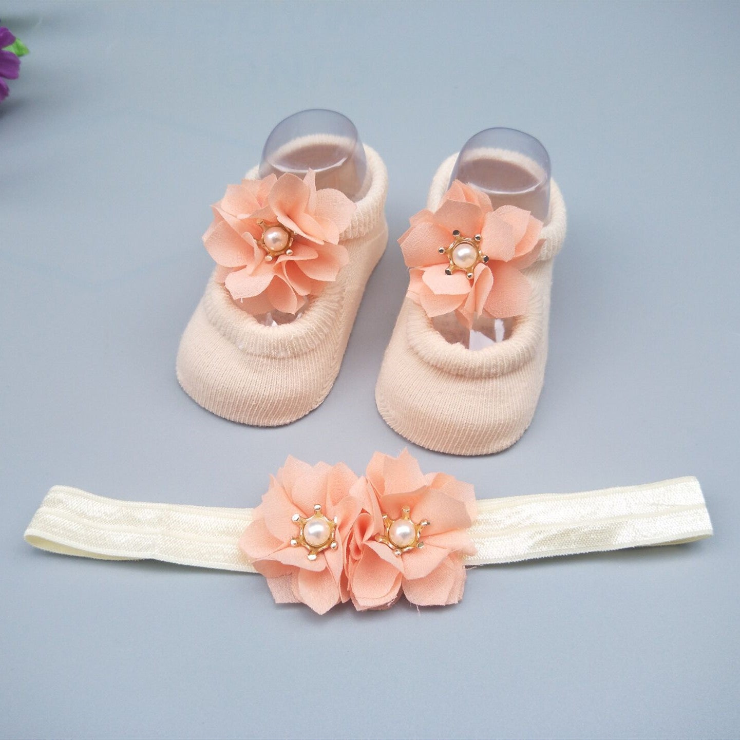 Caja de regalo de calcetines y diadema para bebé niña