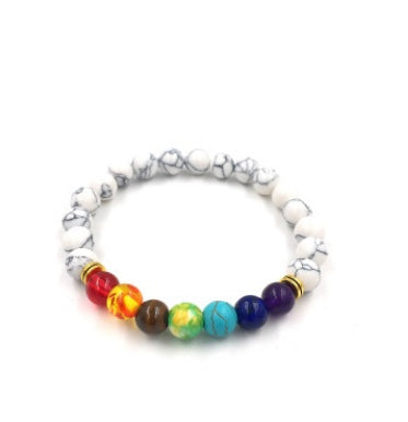Pulsera de cuentas coloridas de ágata de roca fundida de 8 mm, piedra volcánica energética, chakras, con hilo elástico