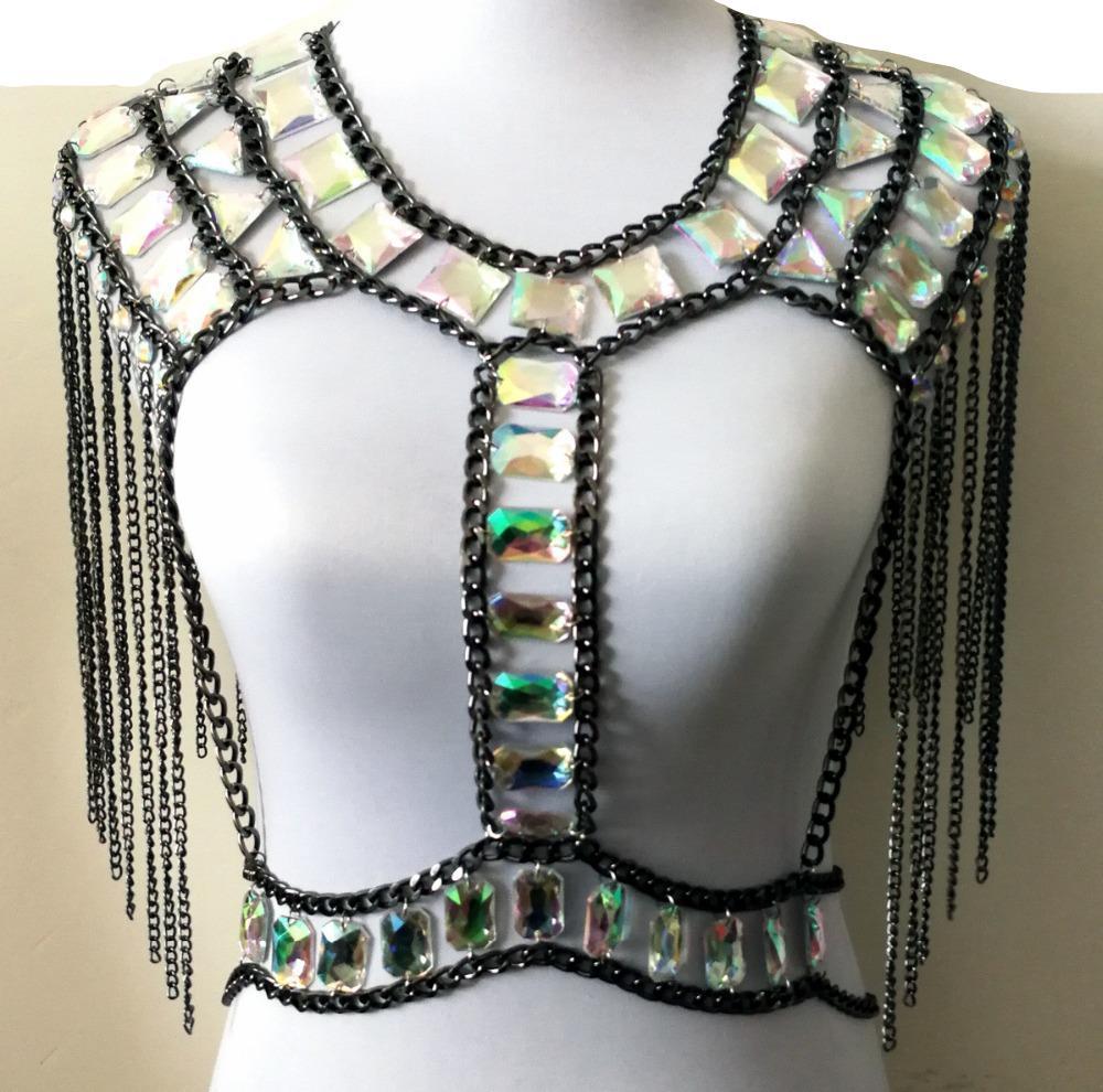 Top crop de cadena de cuentas Festival Gem