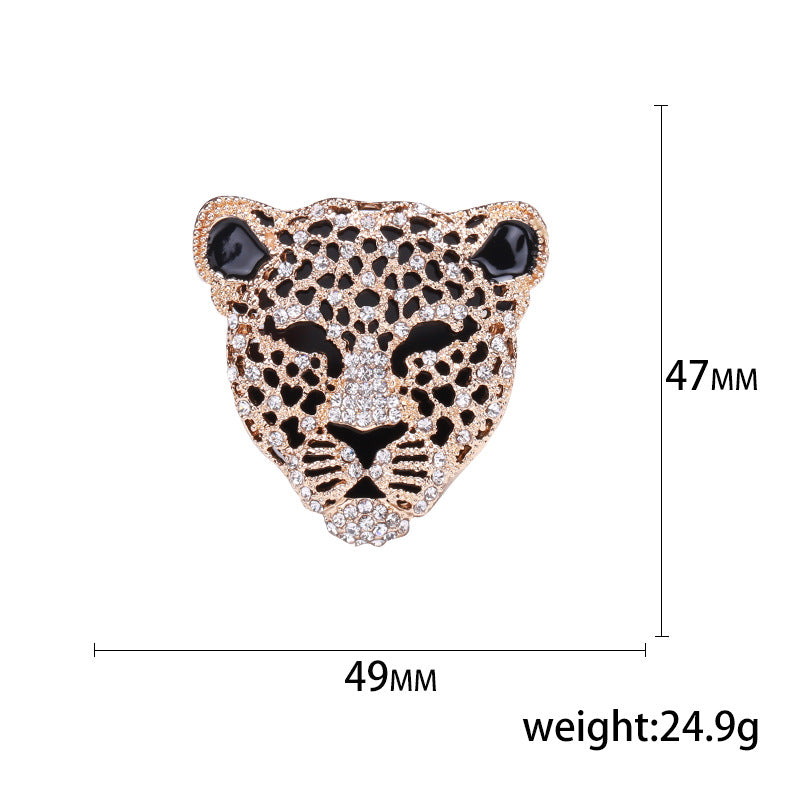 Vintage Mode Strass Leopardkopf Legierung Brosche