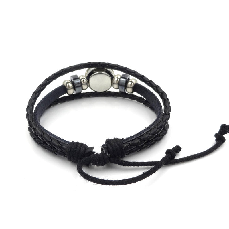 Geometría Sagrada Sri Yantra Hebilla de Cristal Pulseras y Brazaletes de Cuero Multicapa para Hombres y Mujeres Joyería