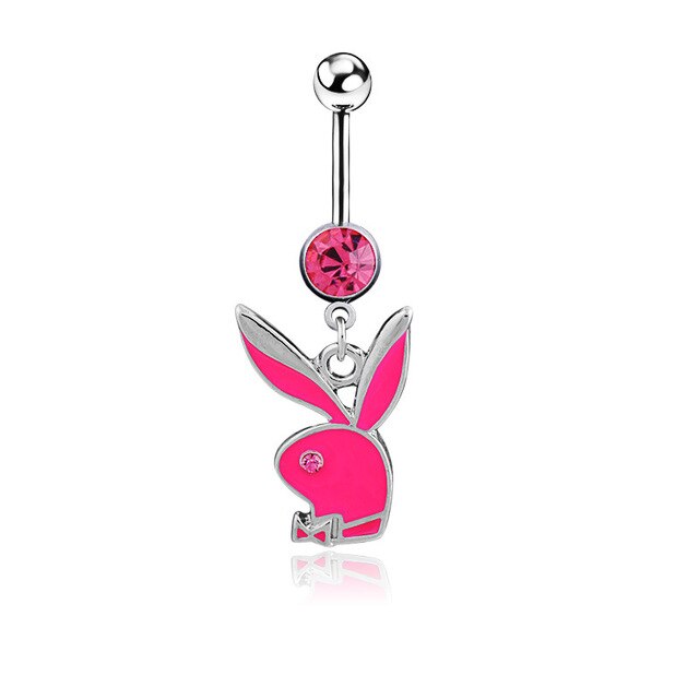 Piercing para ombligo con diseño de conejo, joyería para danza del vientre