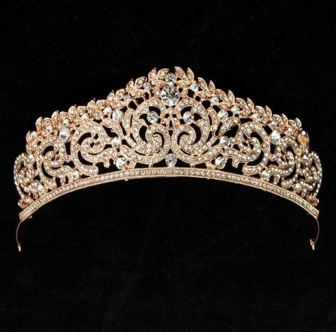 Neue Mode Barock Luxus Kristall AB Brautkrone Tiara Hellgoldene Tiara Diademe für Frauen Braut Haar Hochzeit Accessoires