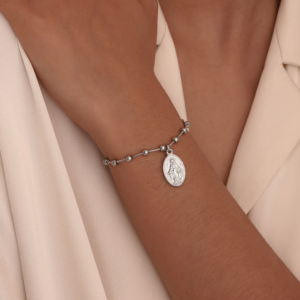 Pulsera ovalada cruzada de acero inoxidable